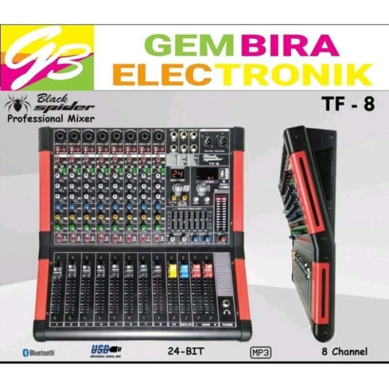 Promo MIXER BLACK SPIDER TF8 MIXER BLACKSPIDER TF 8 CHANNEL Diskon 17