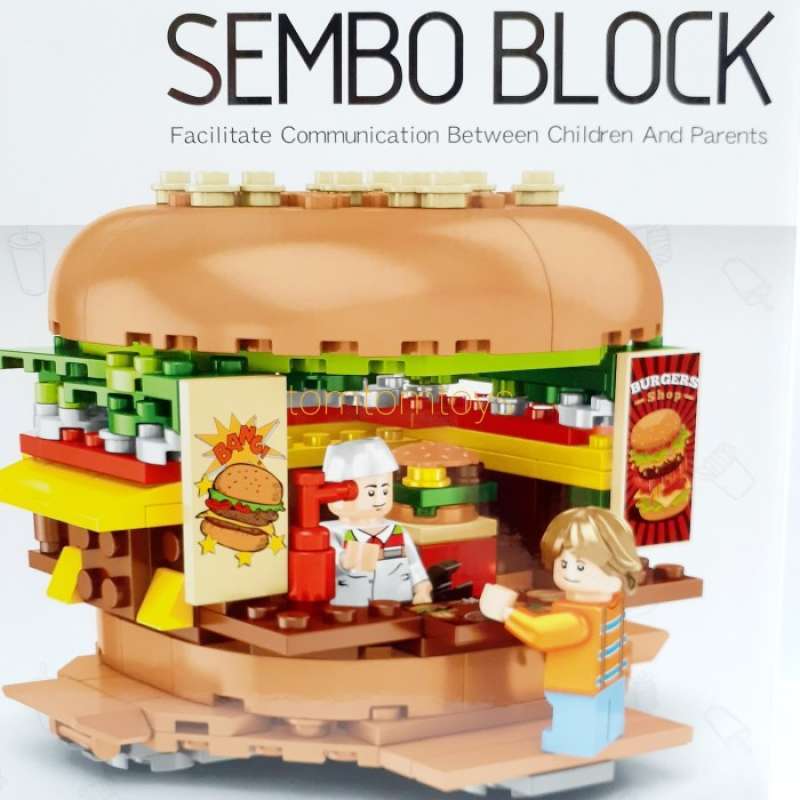 Promo Sembo Block BURGER Fast Food Kios Susun Balok Bricks City Street