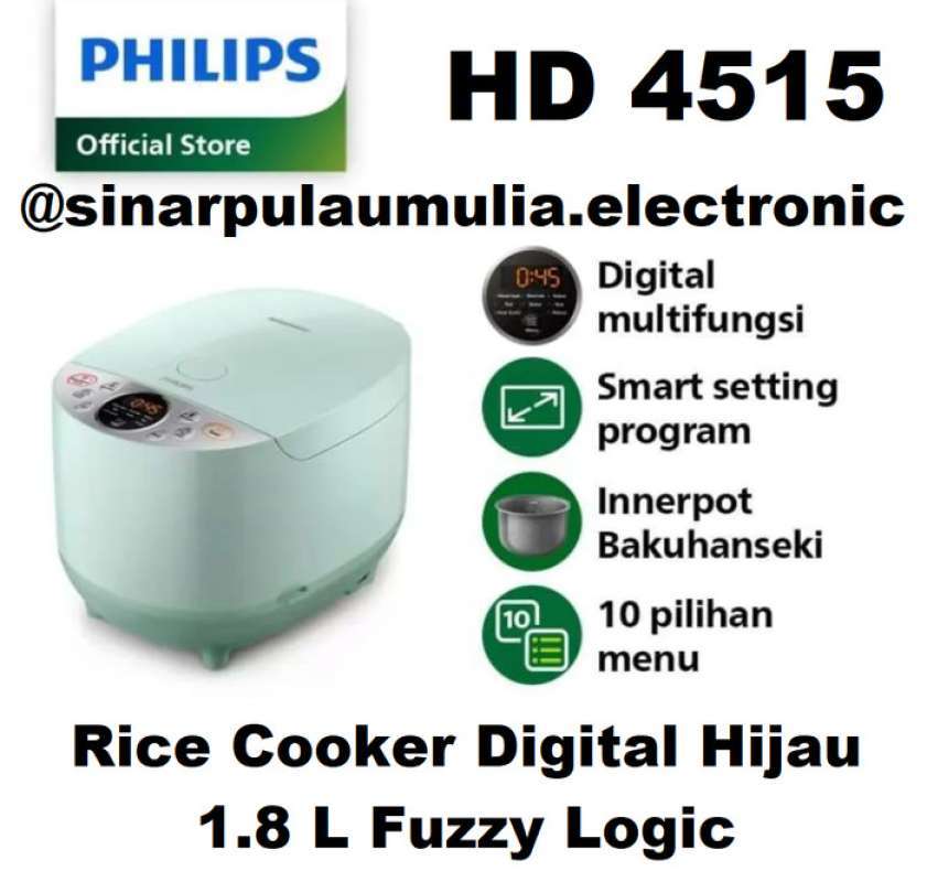 Jual Philips Rice Cooker Digital 1.8 L Fuzzy Logic HD4515/85 / HD 4515 di Seller Plaza