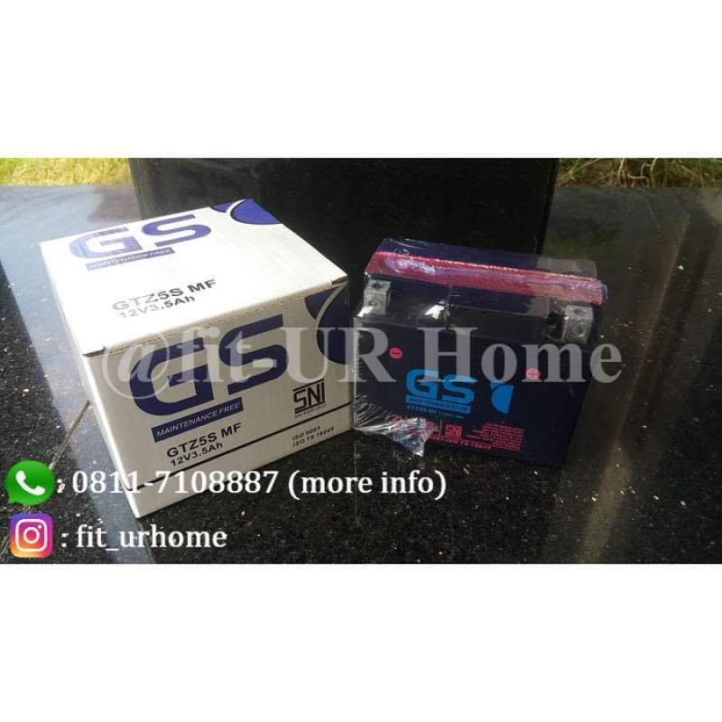 Jual Aki Motor GS Y GTZ-5S Tegangan: 12V, Kapasitas: 3.5 Ah (Aki Kering