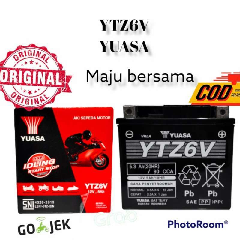 Jual aki Yuasa honda vario 125 /150 techno YTZ6V Aki Kering 12v5,3ah di