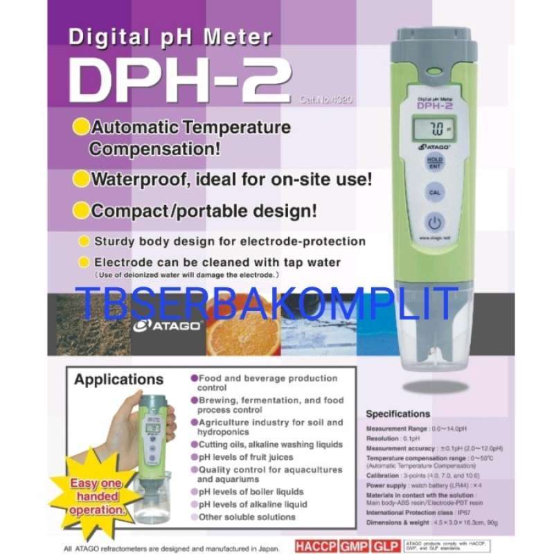 Jual Atago Dph2 Japan Digital Ph Meter Dph2 Alat Ukur Ph Air Cairan 4320 Di Seller Sinar Berkah