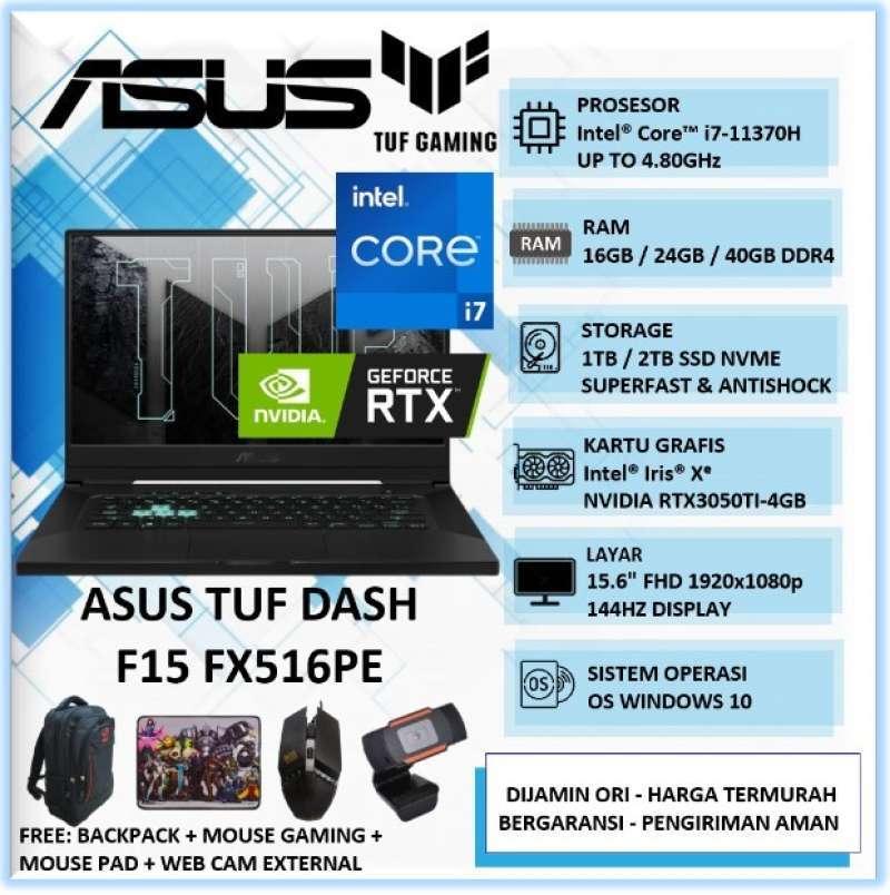 Carte mère Intel i7-11375H / 8 Go RAM TUF Dash – Performances et Graphismes Exceptionnels