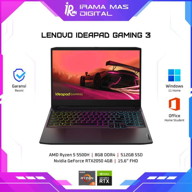 Jual LENOVO GAMING 3 AMD RYZEN 5 5500H 8GB 512GB SSD RTX2050 4GB 15 6 jual-lenovo-gaming-3-amd-ryzen-5-5500h-8gb-512gb-ssd-rtx2050-4gb-15-6