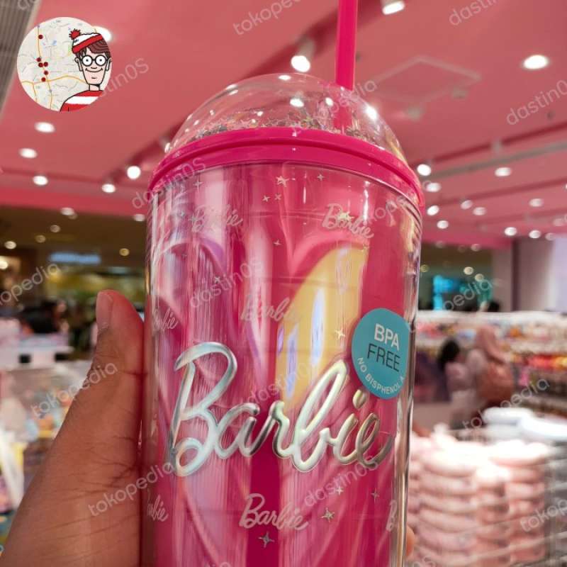 Jual barbie bubble tumbler 600ml pink miniso botol viral sanrio studded