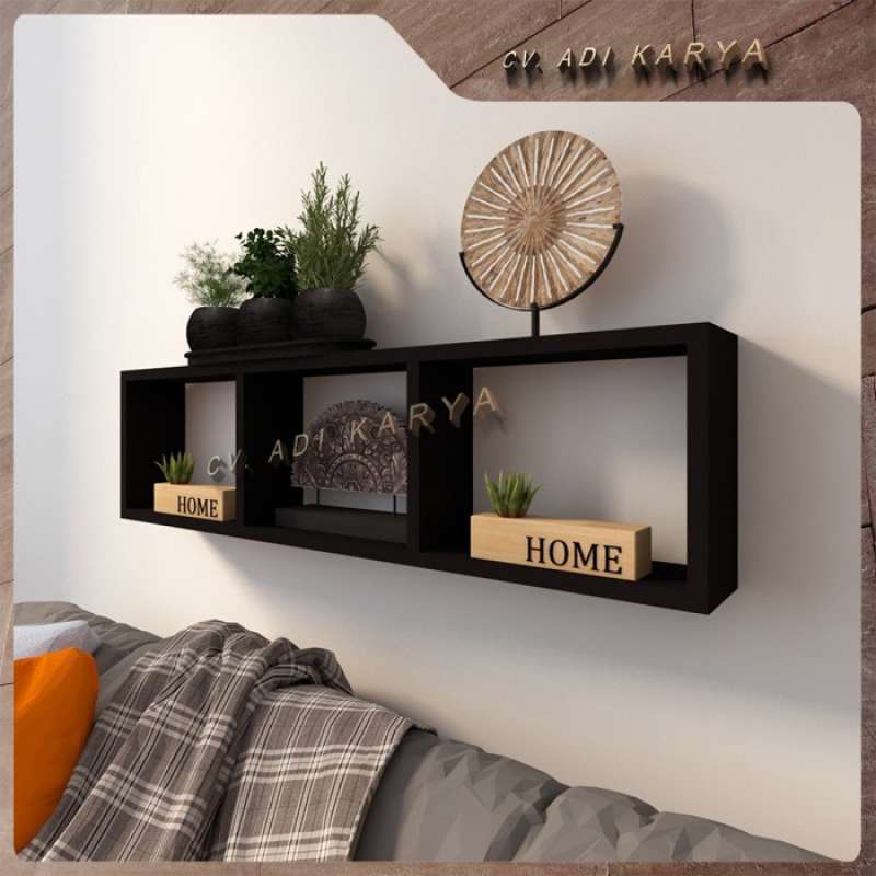 Promo Rak Dinding Minimalis Gantung Tempel Tembok Vintage Rak Buku Kayu