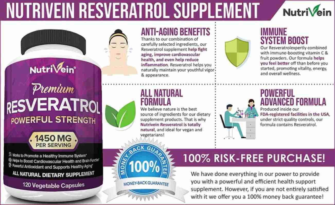 Promo Nutrivein Resveratrol 1450mg Antioxidant Supplement 120