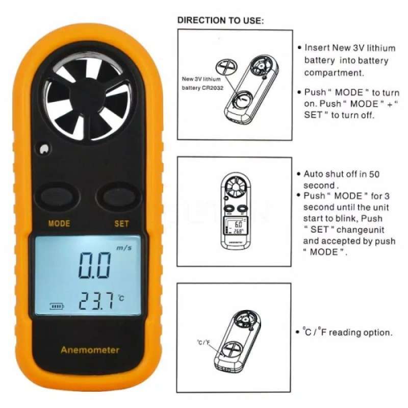 Promo Digital Anemometer Alat Ukur Kecepatan Angin Wind Speed Meter ...