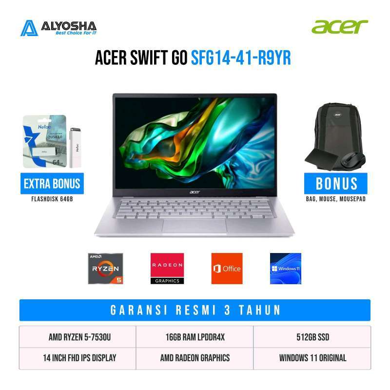 Swift R9yr Jual Acer Swift Go Sfg14-41-r9yr | Amd Ryzen 5-7530u-16 Gb-512 Gb Ssd ...