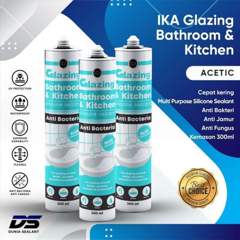 Jual Lem Anti Jamur Silicone Sealant Ika Glazing Bathroom & Kitchen 300 ...
