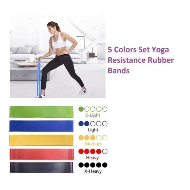 5 colors yoga resistance rubber bands online