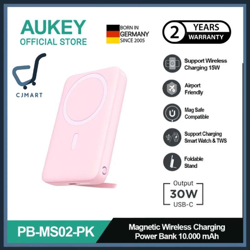 Pb Magsafe Android Promo Aukey Wireless Powerbank MagSafe 10000mah Pb-ms02-bu Usb-c 30w Pd ...