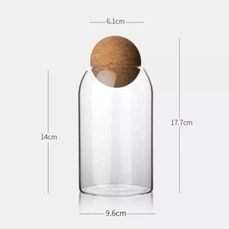 Promo Kurave Transparent Borosilicate Cork Ball Food Jar Storage Diskon ...