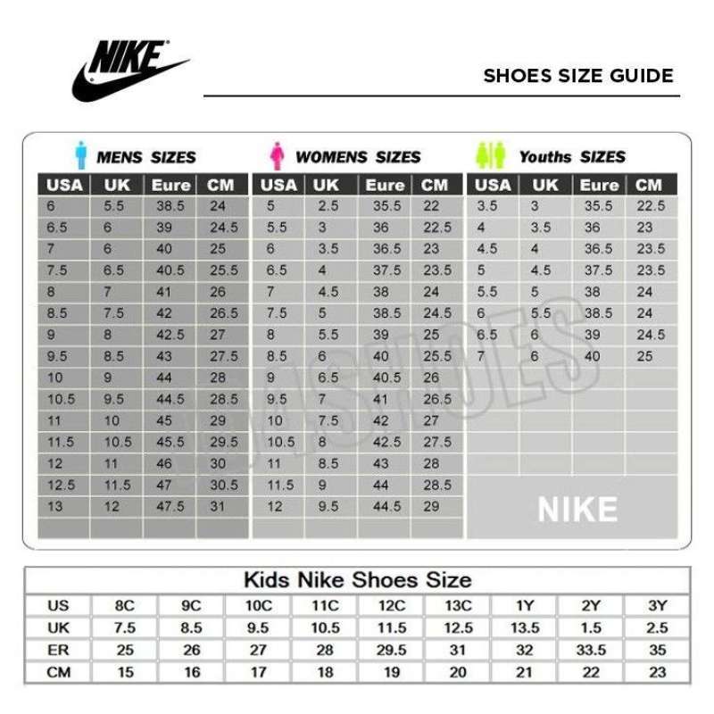 Nike futsal size chart discount