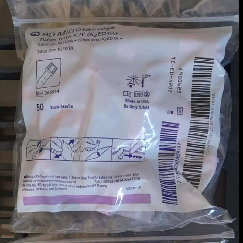 Promo Tabung Microtainer Edta 0.5 Ml Bd 365974 Micro Tube Microgard 0 ...