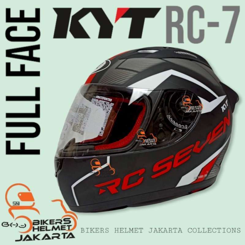 Promo Kyt Helm Rc7 #18 Black Doff Red Full Face - L Diskon 12% Di ...