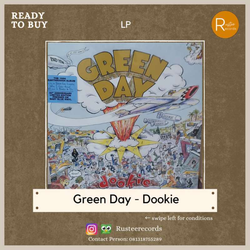 Promo Vinyl Lp Green Day Dookie (30th Anniversary, Colored Baby Blue