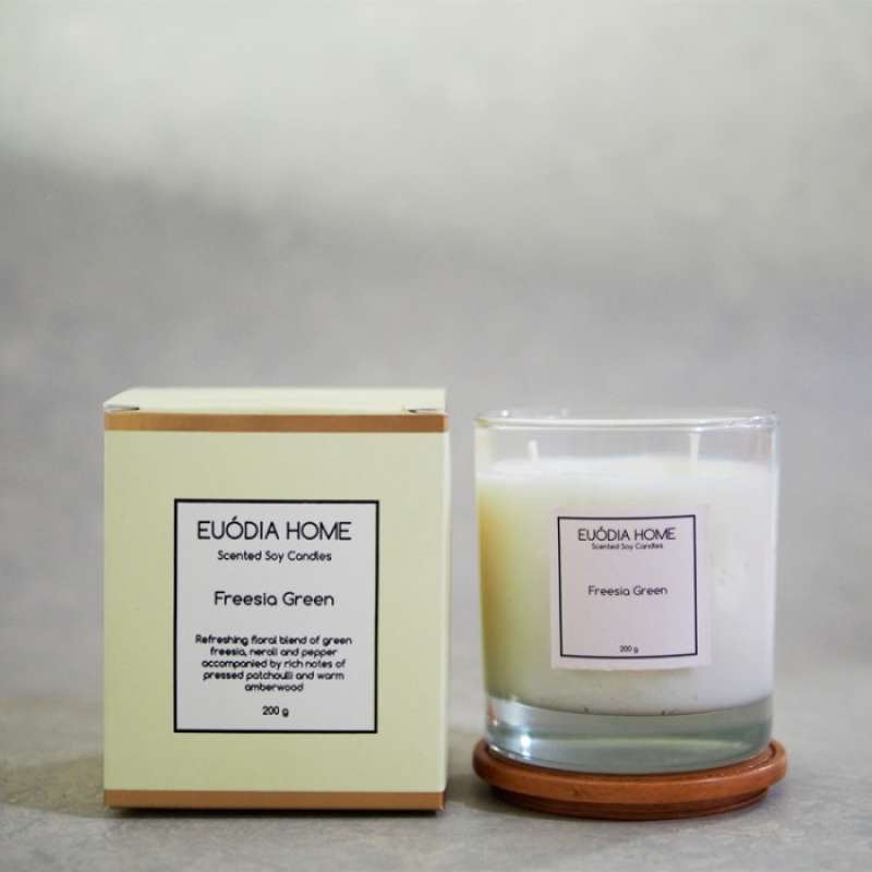 Promo Euodia Home Freesia Green Soy Scented Candles 200glilin Freesia