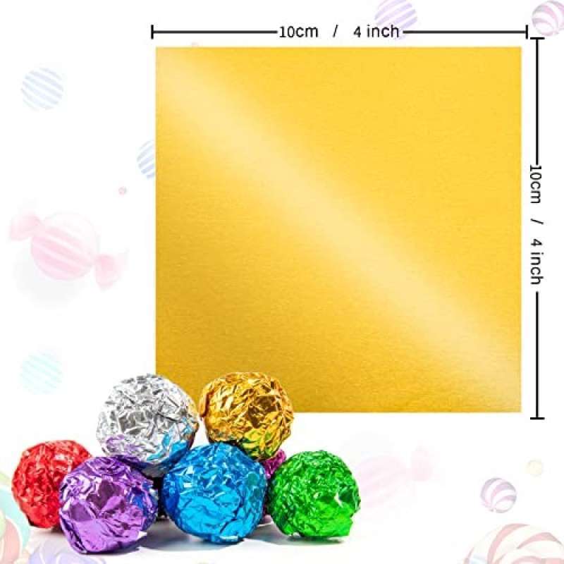 200Pcs Gold Square Candy Sweets Chocolate Foil Wrappers Confectionary DIY Packin