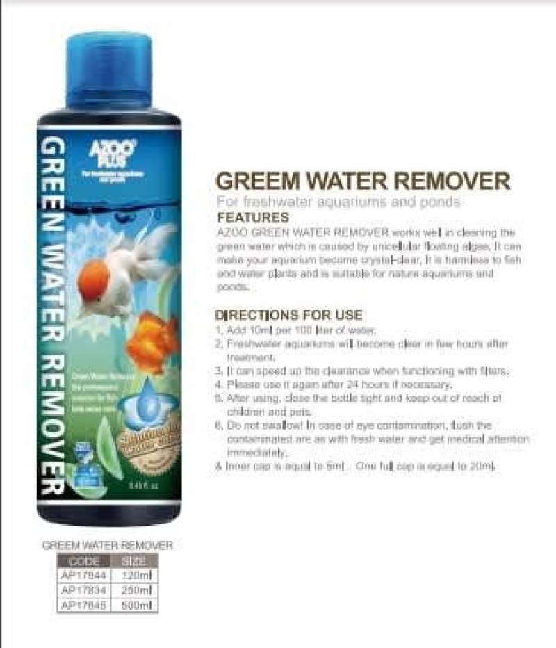 Azoo Wasser Remover Plus 120ml - Mittel Gegen Grünes Wasser Im Aquarium