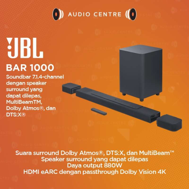 JBL BAR 1000 Bar1000 Ch Soundbar True Dolby Atmos DTS-X and MultiBeam  Surround Sound