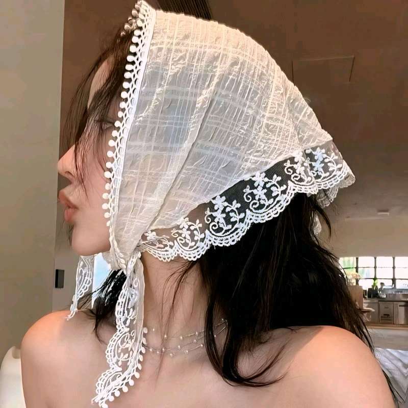 Jual Lullaby Korean White Lace Scarf Renda Aesthetic Korea Syal