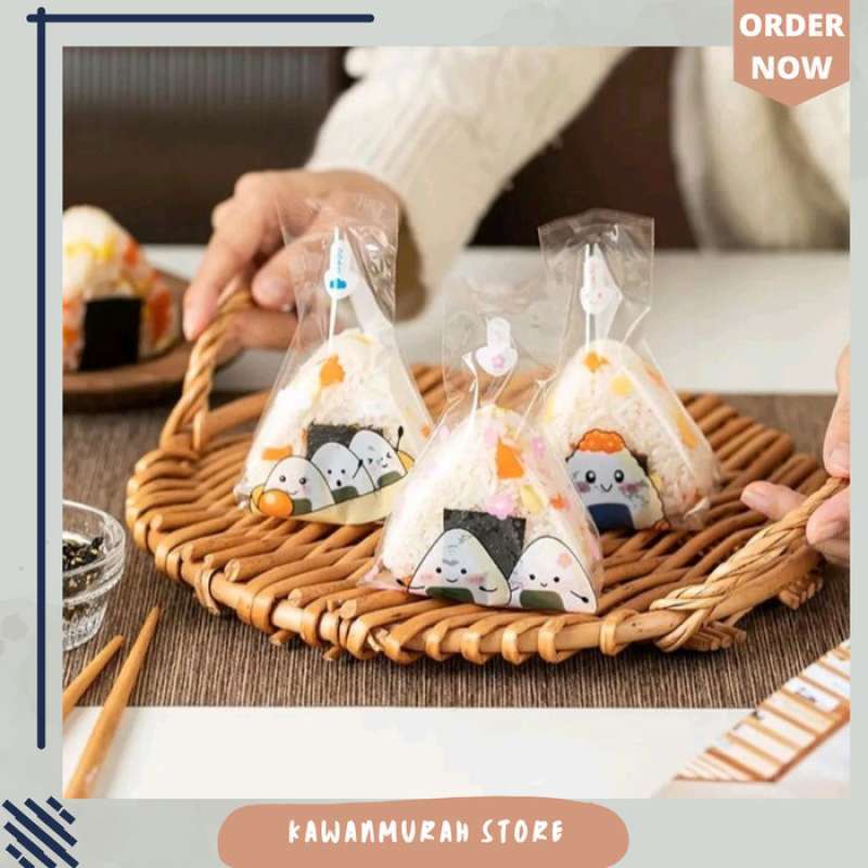 Jual Plastik Segitiga Bungkus Onigiri / Wrapper Plastik Kimbap Sushi 10