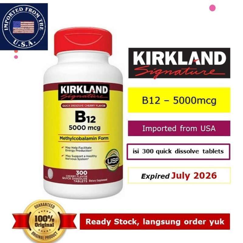 Promo Kirkland Signature Vitamin B12 Â€“ 5000mcg, Isi 300 Tablets Diskon 33 Di Seller Aninda