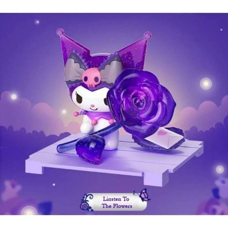 Miniatures Sanrio - Lot Bouquet Kuromi Lavande Et My Melody Rose - Décoration 1:12
