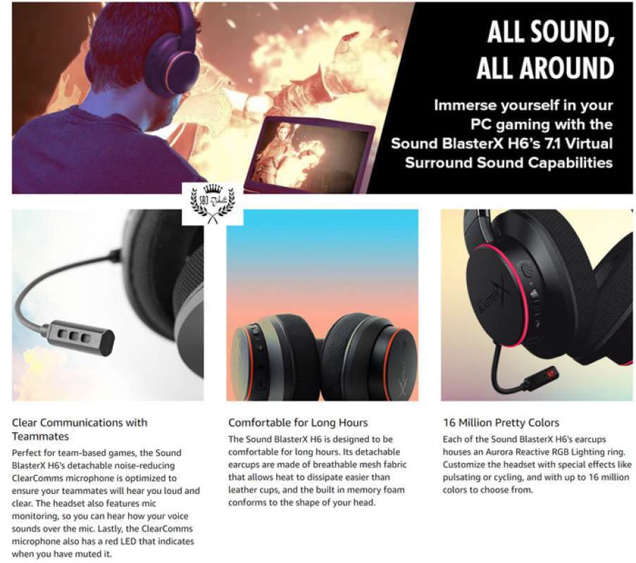 Promo Creative Sound Blasterx H6 Usb Gaming Headset 7.1 Surround Scout ...