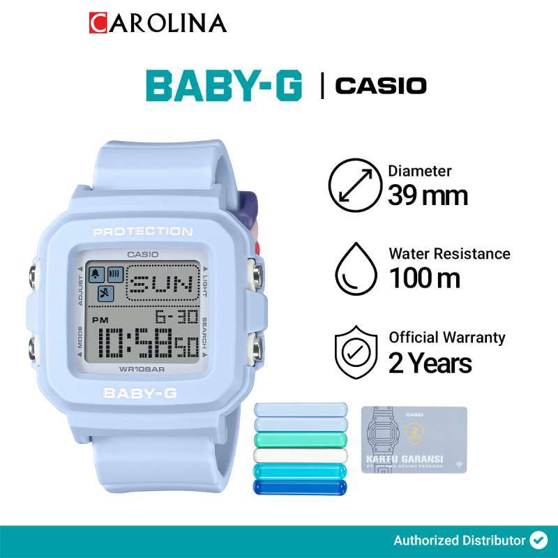 Jam Tangan Wanita CASIO Baby-G Plus BGD-10L-2D Digital Dial Blue Resin  Band