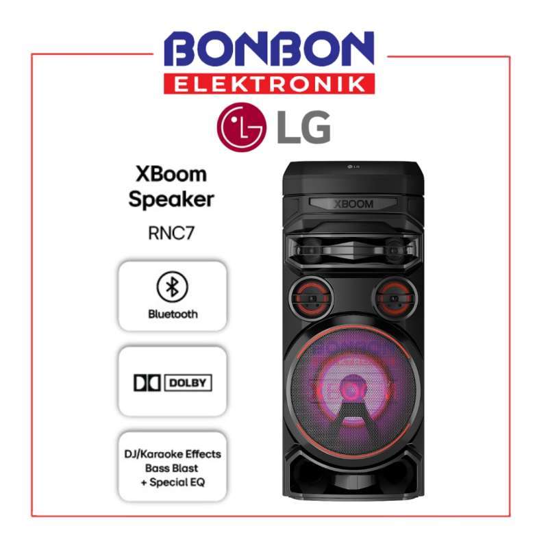 LG XBOOM RNC7 Speaker Portabel dengan Bluetooth USB untuk Audio Berkualitas, RAMAH TAMAN, dan Pencahayaan LED Warna-Warni. Ideal untuk Pesta dan Karaoke