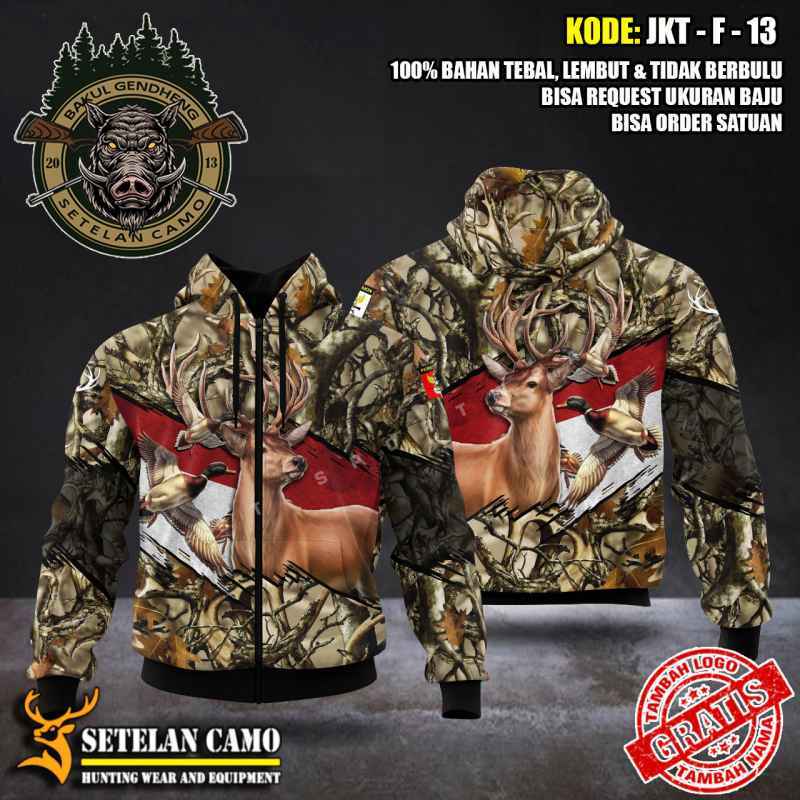 JAKET CAMO CUSTOM KERAH HOODIE JTF 13 JAKET HUNTING JAKET PERBAKIN  JAKET KAMUFLASE (SC2061)
