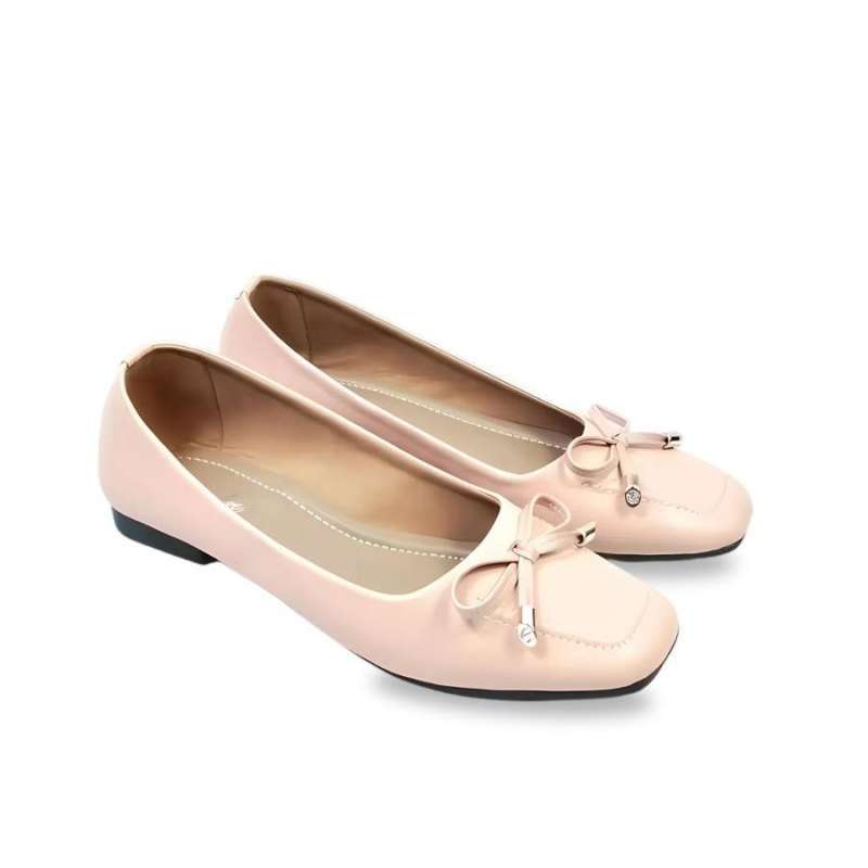 Jual Sentra Shoes Angelina Flat Shoes Casual Kekinian Peach Mocca