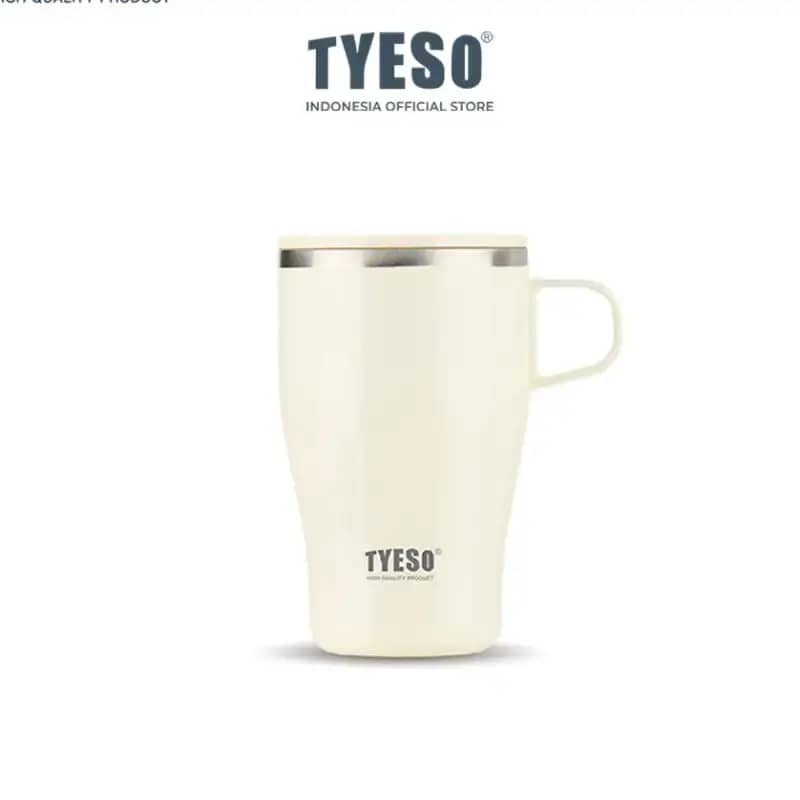 Tyeso Tumbler Table Mug Gelas 500ml Stainless Steel Cangkir Kopi Insulated  Thermal Coffee Cup TS-8879 Putih