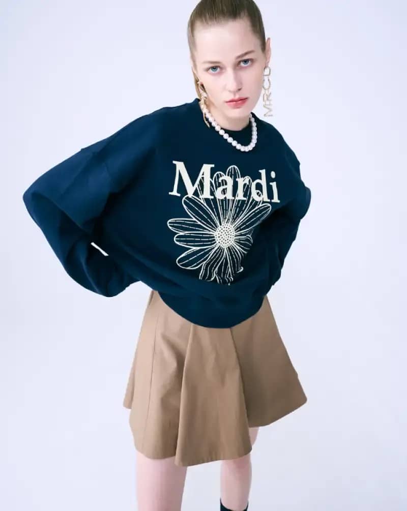 Jual Mardi Mercredi Flowermardi Navy Cream Sweatshirt - 100