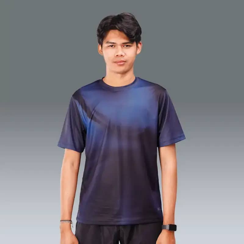 HIA Everywear Nala Men Printed Short Sleeve Baju Olahraga Pria Running Gym  Lari Bahan Dry Fit Hecktive Fabric