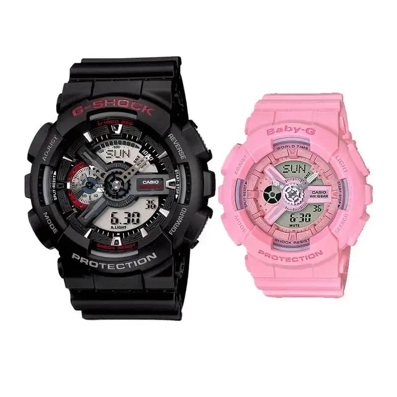 Promo Jam Couple Casio Analog Digital Original Black & Pink G