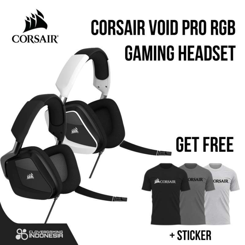 Corsair Void Pro RGB Usb Gaming Headset Black White Hitam