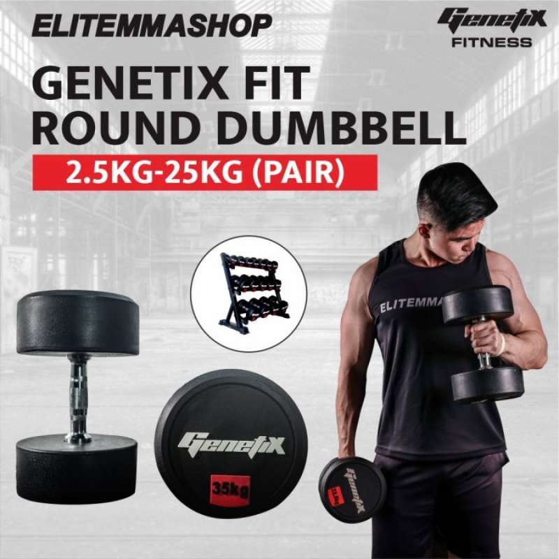 Promo Fit Rubber Gym Dumbbell Set 2.525Kg Set (Pair) Semua