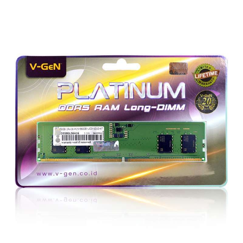 Jual Ram Ddr5 V-gen Platinum 16gb Pc 44800/5600mhz Longdimm Memory Pc ...