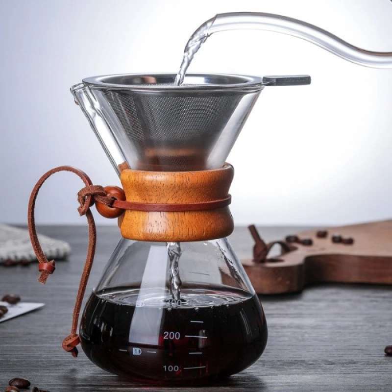 Promo Coffee Chemex Wood V60 Handle With Mesh Filter Stainless 400Ml Diskon 92 di Seller Mafia