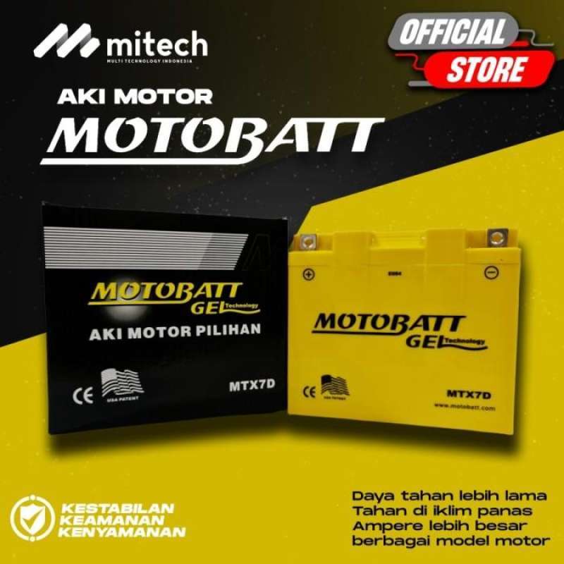 Jual Aki Motor Tossa Hercules motobatt MTX7D Aki Gel / Aki Kering di