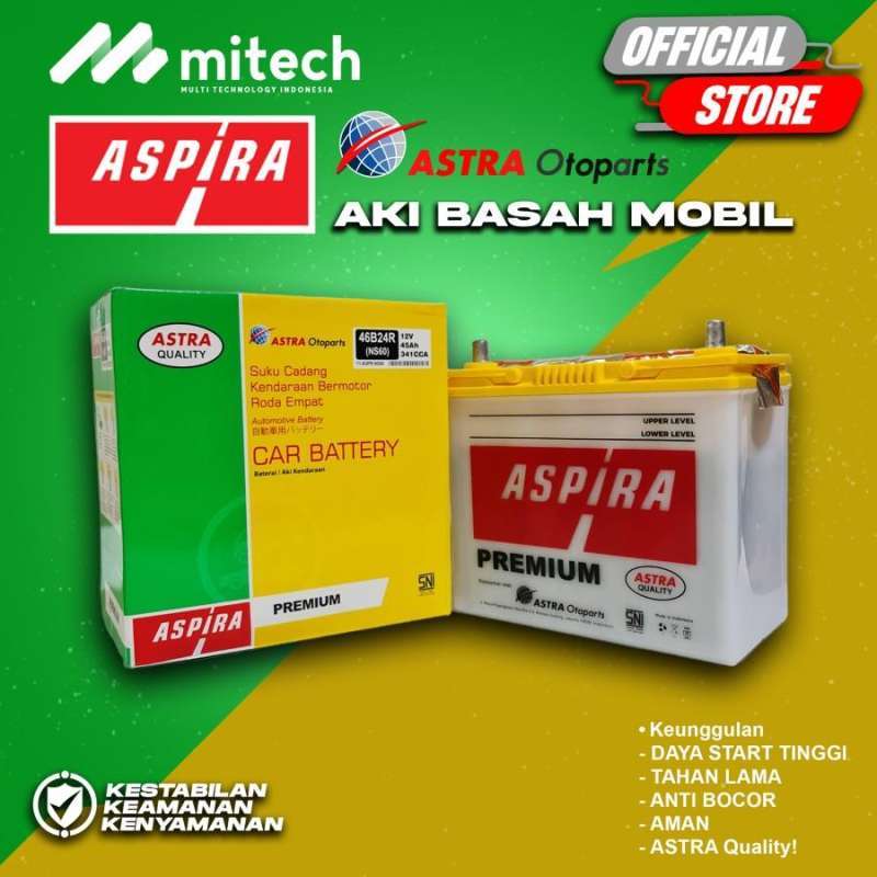 Jual Aki Mobil Daihatsu Terios ASPIRA ASTRA NS60 Aki Basah 12V / 45 Ah