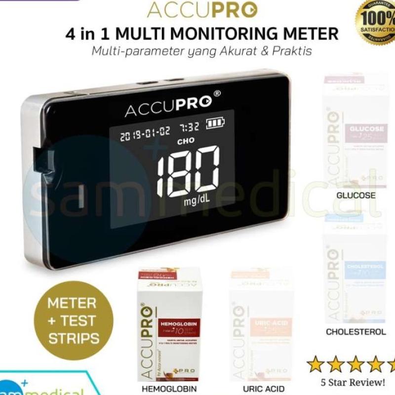 Jual Accupro 4 In 1 Multicheck Cek (gula,choles ,asam Urat& Hb)meter