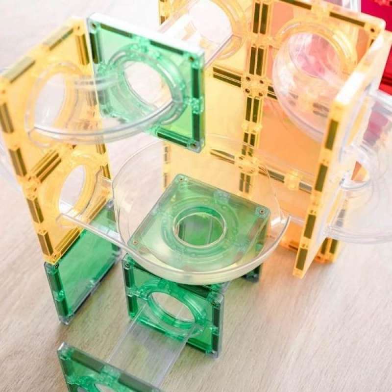 Set Costruzioni Magnetiche CONNETIX Ball Run - 66 Pezzi Arcobaleno, Con Tubi Spirale, Ciotole Doppie, Sfere
