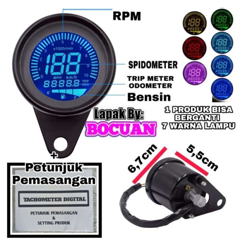 Promo Tachometer Rpm Spidometer Bensin Digital Universal Speedometer ...