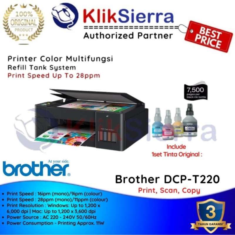 Promo BROTHER DCPT220 Printer Ink Tank Colour AIO Multifunction Inkjet