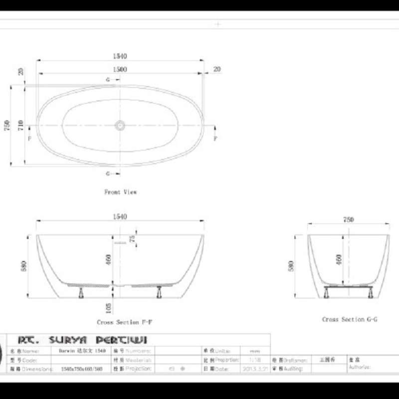 Jual TOTO BATHTUB FREE STANDING ATELIER DARWIN FREESTANDING ACRYLIC di