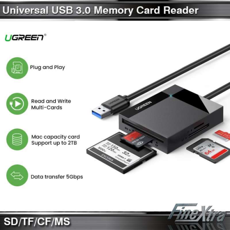 Promo UGREEN Card Reader 4in1 USB 3 0 CF SD TF MS Komputer PC Laptop promo-ugreen-card-reader-4in1-usb-3-0-cf-sd-tf-ms-komputer-pc-laptop